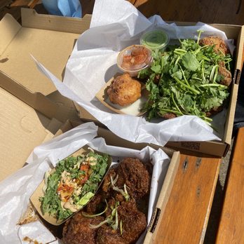 Seoul Fried Chicken - Soy Marinade & Cilantro Lime ~ Kale Cesar Salad, Kimchi and Corn Bread. - Korean Near Me - Edmonton, Alberta Seoul Fried Chicken - Soy Marinade & Cilantro Lime ~ Kale Cesar Salad, Kimchi and Corn Bread. - Korean Near Me - Edmonton, Alberta