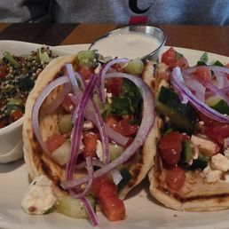 Enlightened Mediterranean Chicken Pita Tacos