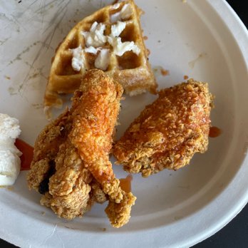 BB's Cafe - Chicken and waffles, couldn't wait so I dug in! Delicious!!!! - Soul Food Near Me - Covina, California BB's Cafe - Chicken and waffles, couldn't wait so I dug in! Delicious!!!! - Soul Food Near Me - Covina, California
