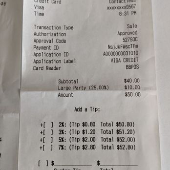 Gumba - The credit card receipt requesting an additional tip. - Italian Near Me - Portland, Oregon