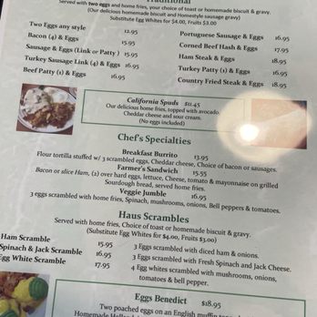 Egg Haus - Just part of the menu - Breakfast & Brunch Near Me - Orange, California