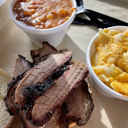Brisket sandwich, mac & cheese, Brunswick stew Brisket sandwich, mac & cheese, Brunswick stew