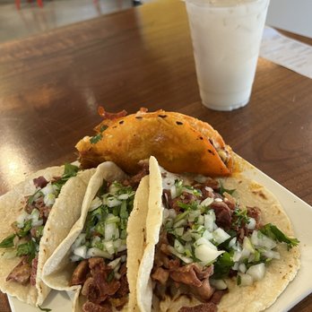 La Imperial Taqueria - Extra Crispy Tripa tacos and a quesabirria taco. Horchata - Mexican Near Me - Bakersfield, California La Imperial Taqueria - Extra Crispy Tripa tacos and a quesabirria taco. Horchata - Mexican Near Me - Bakersfield, California