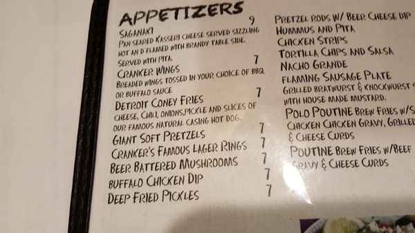Menu photo 3 Cranker's Brewery Big Rapids, MI