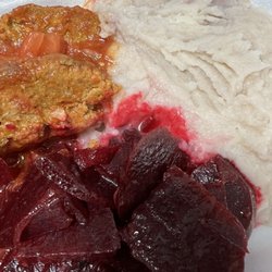 Palo Palito Restaurant - Mashed Malanga, Beets, and Meatloaf