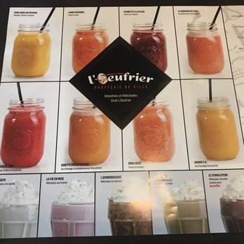 L'Oeufrier - Place mat and juice/smoothie menu! - Breakfast & Brunch Near Me - Montreal, Quebec L'Oeufrier - Place mat and juice/smoothie menu! - Breakfast & Brunch Near Me - Montreal, Quebec