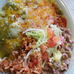 Cheese enchiladas with rice and beans