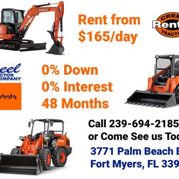 Creel Tractor - Construction equipment, excavators, skid steer loaders, articulating wheel loaders. - Farming Equipment Near Me - Fort Myers, Florida Creel Tractor - Construction equipment, excavators, skid steer loaders, articulating wheel loaders. - Farming Equipment Near Me - Fort Myers, Florida