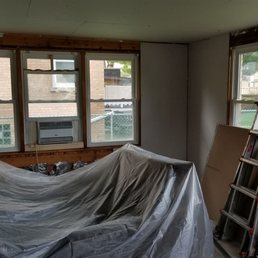 After one day, all demo completed and new drywall is already up!