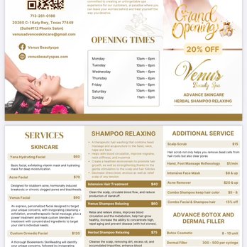 Venus Beauty spa - Menu for grand opening - Massage Near Me - Katy, Texas Venus Beauty spa - Menu for grand opening - Massage Near Me - Katy, Texas