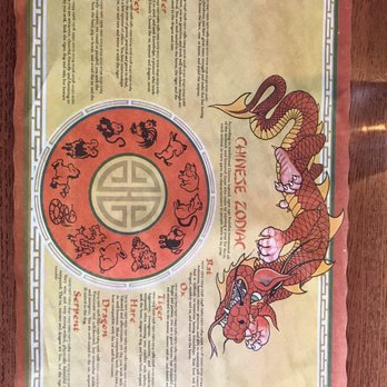 Asian Garden - Old style Chinese horoscope placemats - Chinese Near Me - Lynn, Massachusetts