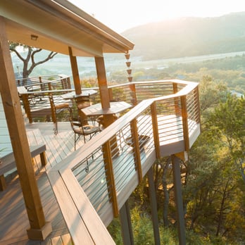 TimberTown Austin - Cat Mountain Fiberon composite deck with custom steel railing - Building Supplies Near Me - Pflugerville, Texas