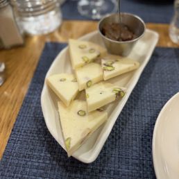 Pistachio cheese with fig spread