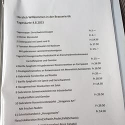 Brasserie 66 - This is the menu for the afternoon of my visit.