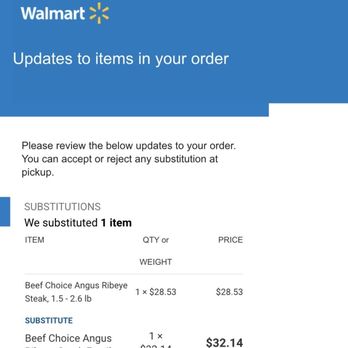 Walmart Supercenter - Email received Tuesday at 9:00 that our order was ready for pickup (with substitutions and out-of-stock items of course). - Grocery Near Me - Arden, North Carolina