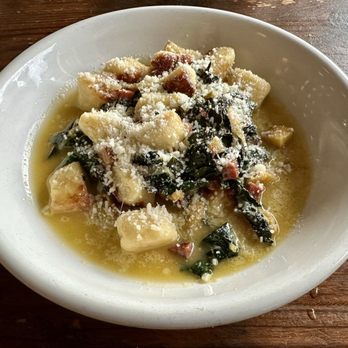 Mothers and Sons Trattoria - Potato Gnocchi (acorn squash, salame Calabrese, kale, roasted garlic butter, parmigiana), April 2025. - Italian Near Me - Durham, North Carolina