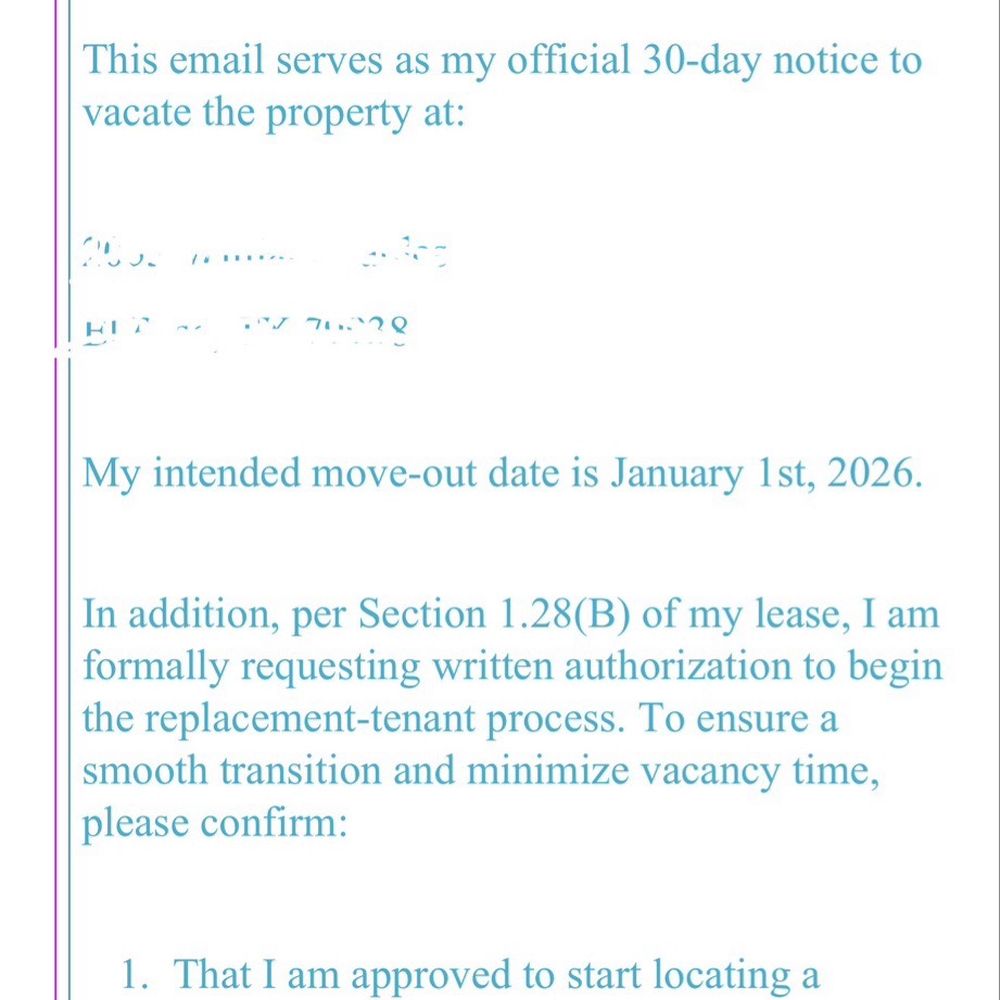 Northern Pass Properties - Dec 1, 2025: 30 day notice to vacate - Property Management Near Me - El Paso, Texas Northern Pass Properties - Dec 1, 2025: 30 day notice to vacate - Property Management Near Me - El Paso, Texas