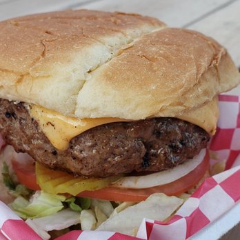 Big Mouf Burgers - a hamburger with cheese and lettuce - Food Trucks Near Me