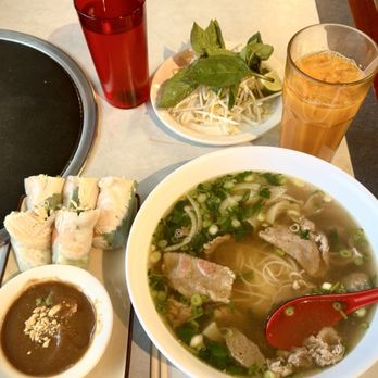 Pho Lotus - Pho Combo, Spring Rolls and Thai Iced Tea. - Vietnamese Near Me - Anchorage, Alaska