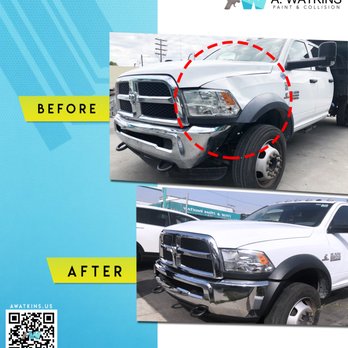 A Watkins Collision - 2016 Dodge Ram Replaced bumper Replaced Grille Replaced fender Repaired Hood Happy Customer - Body Shops Near Me - Costa Mesa, California A Watkins Collision - 2016 Dodge Ram Replaced bumper Replaced Grille Replaced fender Repaired Hood Happy Customer - Body Shops Near Me - Costa Mesa, California