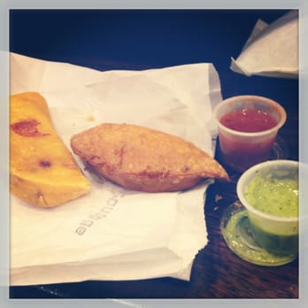 Empanada Mama - Hell's Kitchen - Chorizo and cheesesteak empanadas and red and green salsa - Latin American Near Me - New York, New York Empanada Mama - Hell's Kitchen - Chorizo and cheesesteak empanadas and red and green salsa - Latin American Near Me - New York, New York