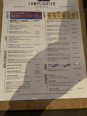 Menu photo 1 Lamplighter Brewing Broadway Cambridge, MA