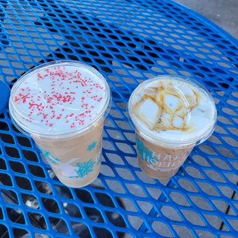 Dutch Bros Coffee - Candy Cane Freeze and a Hazelnut Truffle Mocha - Coffee & Tea Near Me - Gilbert, Arizona