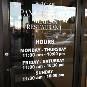 Pancho Villa - Door with business hours - Mexican Near Me - Granite Falls, North Carolina Pancho Villa - Door with business hours - Mexican Near Me - Granite Falls, North Carolina