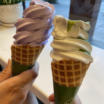 Premium Matcha Cafe Maiko - Ube and matcha/vanilla cones - Ice Cream & Frozen Yogurt Near Me - Tempe, Arizona