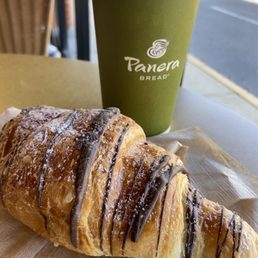Chocolate croissant + hazelnut coffee Chocolate croissant + hazelnut coffee