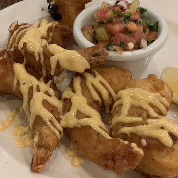 The Bourbon Grill - Fried Shrimp with pineapple mango salsa appetizer! - Steakhouses Near Me - Santa Fe, New Mexico