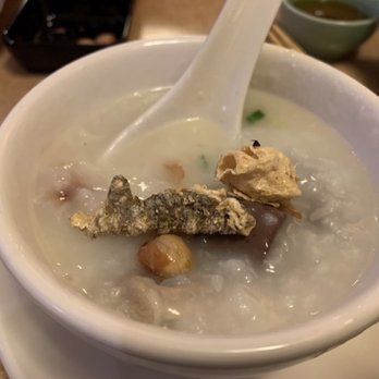 Porridge & Things - Congee with pig innards, peanuts, and dried fish skin. - Chinese Near Me - Millbrae, California
