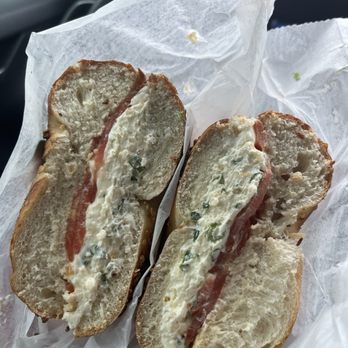 Shug's Bagels - Garlic Bagel with Scallion Spread - Bagels Near Me - Dallas, Texas Shug's Bagels - Garlic Bagel with Scallion Spread - Bagels Near Me - Dallas, Texas
