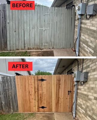 Fence gate installs - Couple photos of fence gates being replaced with new 6ft cedar Fence gate installs - Couple photos of fence gates being replaced with new 6ft cedar