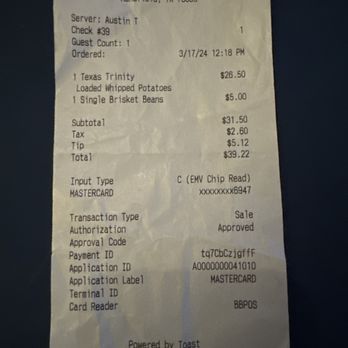 Hurtado Barbecue - Receipt - Barbeque Near Me - Mansfield, Texas Hurtado Barbecue - Receipt - Barbeque Near Me - Mansfield, Texas