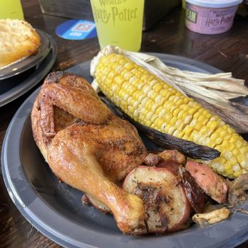 Three Broomsticks - Rotisserie smoked chicken - British Near Me - Orlando, Florida Three Broomsticks - Rotisserie smoked chicken - British Near Me - Orlando, Florida