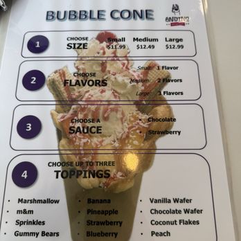 Andino Gelato - Bubble cone menu - Gelato Near Me - Austin, Texas
