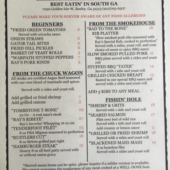 Ray's Steak and Ribs - The menu was simple and easy to navigate through. - Steakhouses Near Me - Baxley, Georgia Ray's Steak and Ribs - The menu was simple and easy to navigate through. - Steakhouses Near Me - Baxley, Georgia