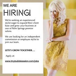 Tiny Bubbles Salon - We are Hiring independent commision stylist.