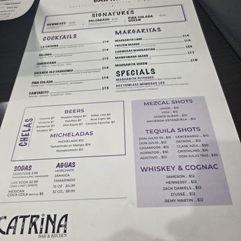 La Catrina - Drink Menu - Mexican Near Me - Chicago, Illinois