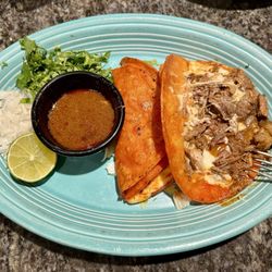 El Portal Restaurant - Quesabirria Tacos with Consomé