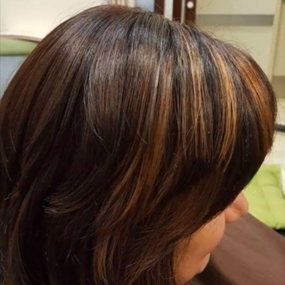 Bella Capelli Salon Studio - After going darker ... and blowed straight. Kept a few highlights ... for now - Hair Salons Near Me - Waldorf, Maryland