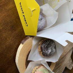 a box of doughnuts on a table