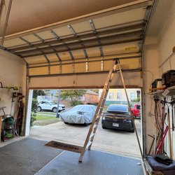 Doberman Garage Doors - High-Lift Conversion Complete
7 ft door now rides all the way up to 11 ft in a 12 ft ceiling