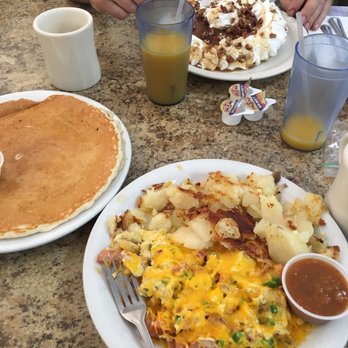 Carolyn's Cafe - Polish scramble with pancake and pumpkin pancakes. - Breakfast & Brunch Near Me - Redlands, California