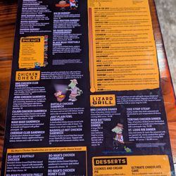 Menu 1 burger, wings etc.