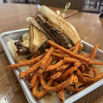 Burger 21 - Carrollwood - Swiss Melt with Sweet Potato Fries - Burgers Near Me - Tampa, Florida