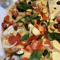Veggie pizza with pepperoni. Veggie pizza with pepperoni.
