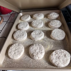 Grandma Ingrid’s - Post fermentation proofed muffins.