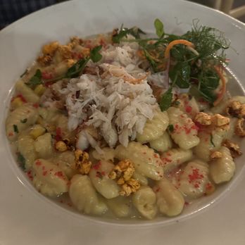Schooners Monterey - Sweet Corn Gnocchi ( added crab) - Seafood Near Me - Monterey, California Schooners Monterey - Sweet Corn Gnocchi ( added crab) - Seafood Near Me - Monterey, California
